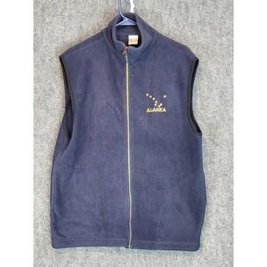 VTG Alaska Fleece Vest Mens Large Navy Blue Embroidered Star Constellation USA